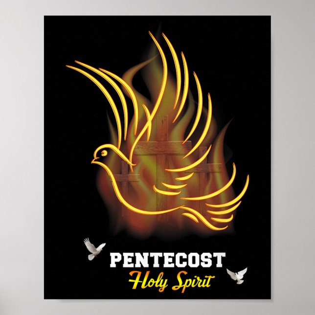 Affiche Viens Saint-Esprit Colombe Croix Chrétien Jésus Pe (Devant)