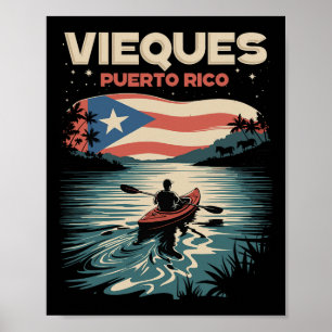Affiche Vieques Porto Rico île Souvenir Drapeau Porto Rica