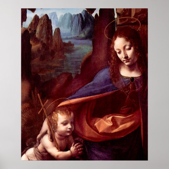 Affiche Vierge aux rochers de Léonard de Vinci (Devant)