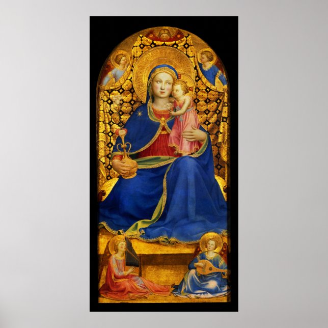 Affiche VIERGE AVEC ENFANT ET ANGES par Fra Angelico (Devant)