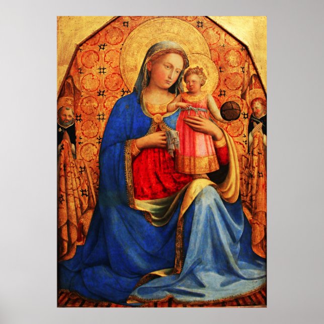 Affiche VIERGE AVEC ENFANT ET SAINTS par Fra Angelico (Devant)
