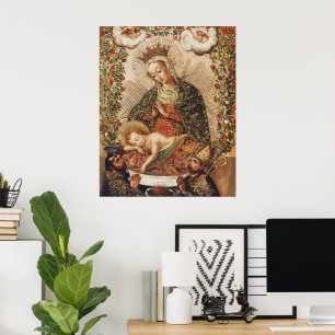 Affiche Vierge de l'école vintage de Cuzco adorant l'enfan