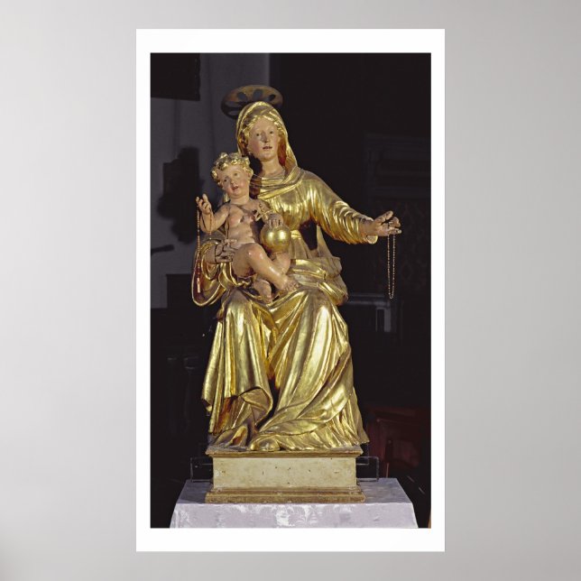 Affiche Vierge et Enfant, 17ème siècle (bois doré) (Devant)