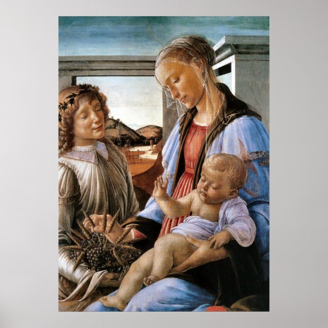 Affiche Vierge et enfant avec ange - Botticelli - c1470 (Devant)