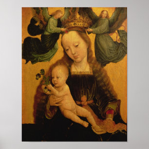 Affiche Vierge et enfant couronné par deux anges, c.1520