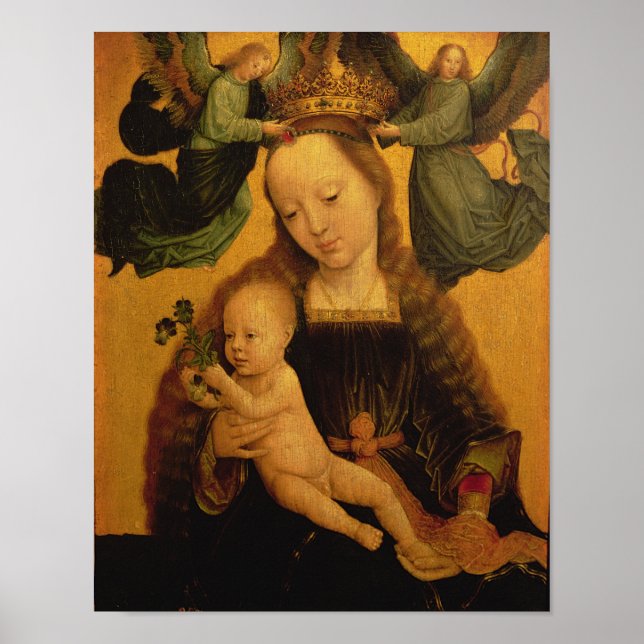 Affiche Vierge et enfant couronné par deux anges, c.1520 (Devant)