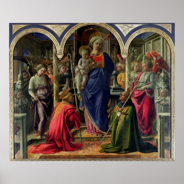 Affiche Vierge et enfant entouré d'anges (Devant)