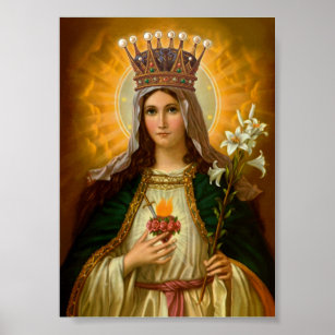 Affiche Vierge Marie Immaculée Coeur Reine du Ciel