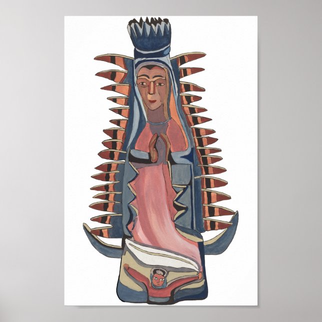 Affiche Vierge Marie Notre Dame de Guadalupe peinture (Devant)