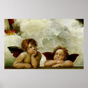 Affiche "Vierge Sixtine" de Raphaël (vers 1513) (Détail)