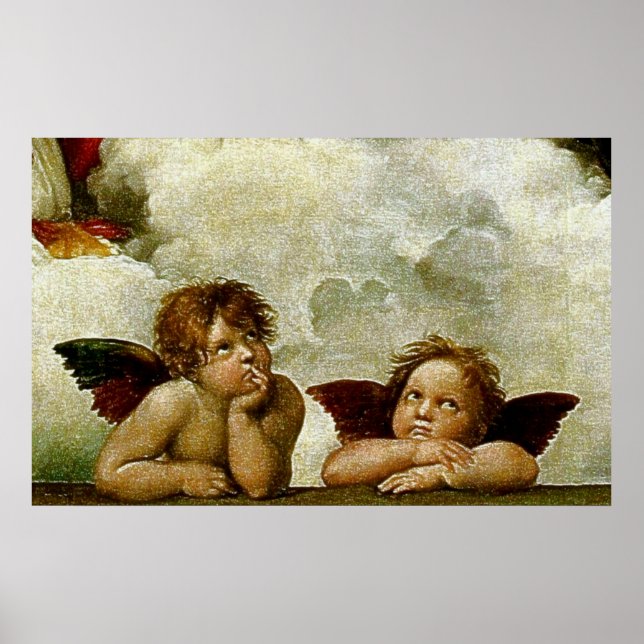 Affiche "Vierge Sixtine" de Raphaël (vers 1513) (Détail) (Devant)