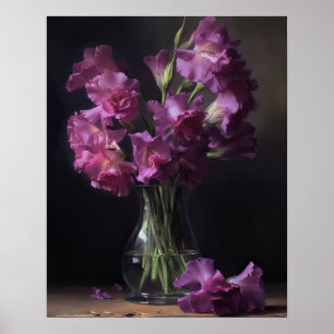 Affiche Vierge violet Fleurs de gladiolus Art Imprimer Pos