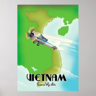 Affiche Viêt Nam par Air, tirage vacances.