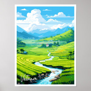 Affiche Vietnam Art Travel - illustration Vintage
