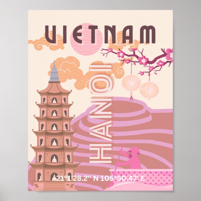 Affiche Vietnam Travel Art, Retro (Devant)