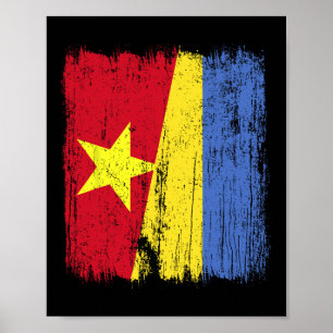 Affiche Vietnam Ukraine Demi-drapeau Vietnamien Ukrainien