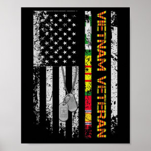 Affiche Vietnam Vétérinaire Vintage Drapeau Patriotique