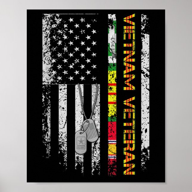 Affiche Vietnam Vétérinaire Vintage Drapeau Patriotique (Devant)