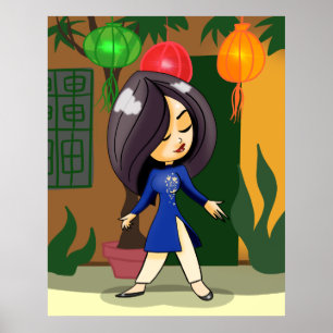 Affiche Vietnamese Girl in an Ao Dai