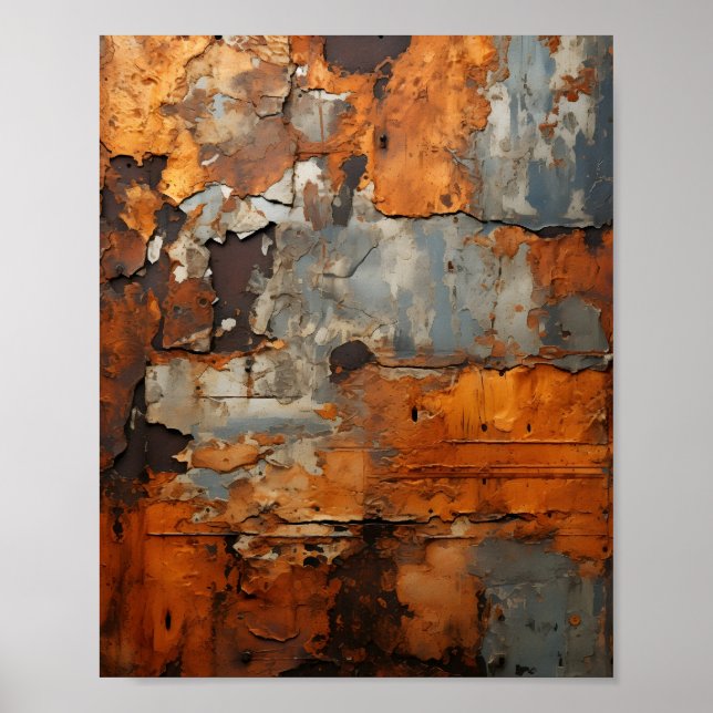 Affiche Vieux acier rouillé Texture métallique rouillée (Devant)