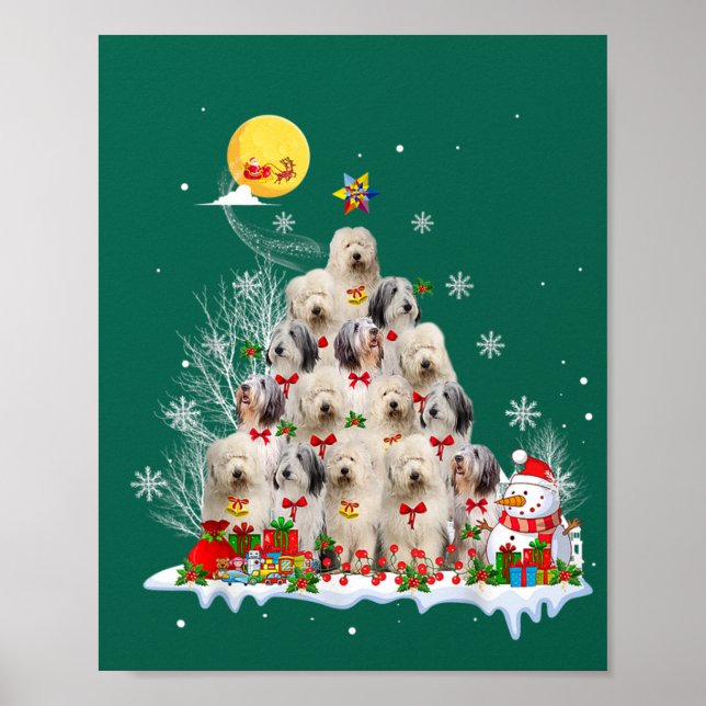 Affiche Vieux anglais Chien à chien Reindeer Pine Noël (Devant)
