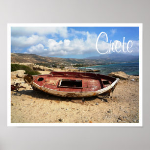 Affiche Vieux bateau Patiné sur la Crète