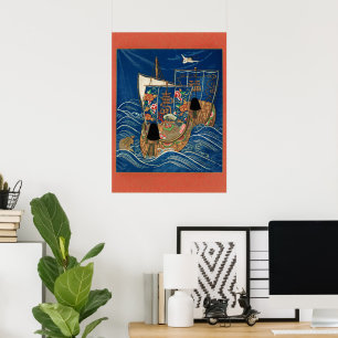 Affiche Vieux bateau-trésor japonais chanceux G.A. Audsley