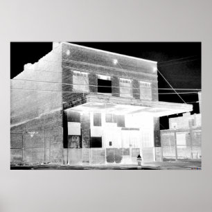 Affiche Vieux bâtiment abandonné négatif