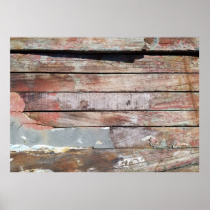 Affiche Vieux bois rustique bateau en bois plank