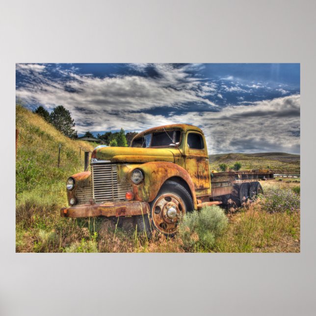 Affiche Vieux camion abandonné dans un champ (Devant)
