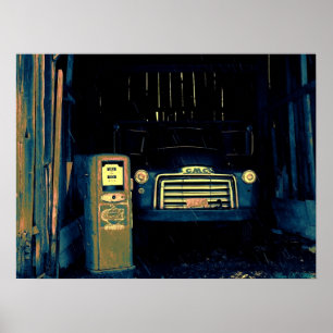 AFFICHE VIEUX CAMION DE GMC