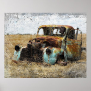 Affiche Vieux camion Vintage rouillé