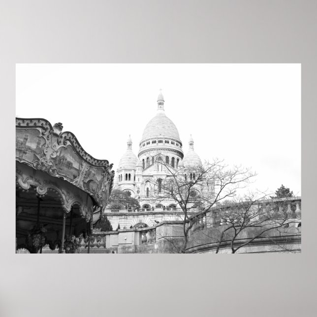 Affiche Vieux carrousel Sacré-Coeur de Montmartre Paris (Devant)