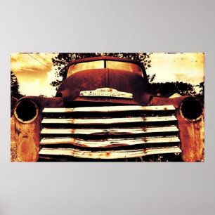 Affiche Vieux Chevy cultivant le camion