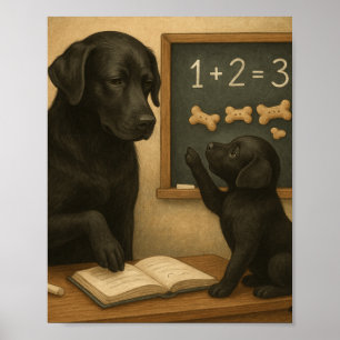 Affiche Vieux chien enseigne de nouvelles mathématiques à 