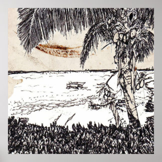 Affiche Vieux Cocotier en Papier, Bahamas