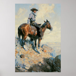 Affiche Vieux Cowboy, Sentinelle des Plaines Par Dunton