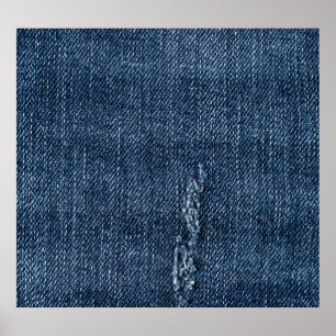 Affiche Vieux denim déchiré : texture de jeans.