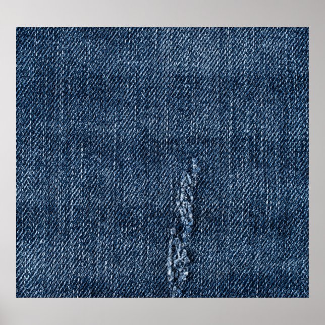 Affiche Vieux denim déchiré : texture de jeans. (Devant)