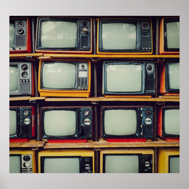 Affiche Vieux écran noir de télévision rétro (Devant)