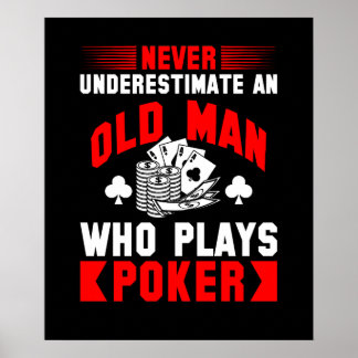 Affiche Vieux homme amusant poker salle de jeu d'art