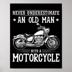 Affiche Vieux Homme Avec Motocyclette Drôle Citations De V