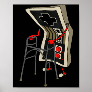 Affiche Vieux joueur drôle de jeux vidéo rétro 80s 90s Ol