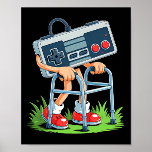 Affiche Vieux joueur jeu vidéo rétro Vieux joueur des anné