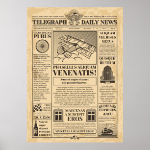 Affiche Vieux journal vintage. Retro newsprint avec texte