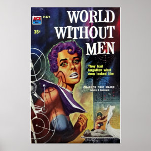 Affiche Vieux livre de pulpe World WIthout Men