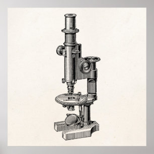 Affiche Vieux microscope antique de la Science de