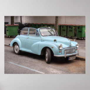 Affiche Vieux Morris Mineur Tourisme Convertible