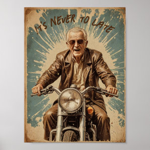 Affiche Vieux motard vintage