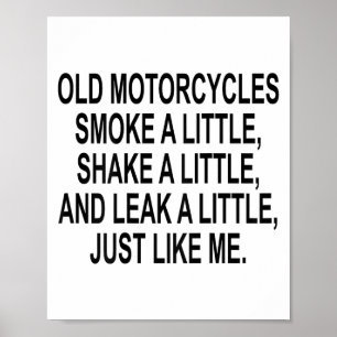 Affiche Vieux Motocyclettes Fumer Un Peu Secouer Une Petit